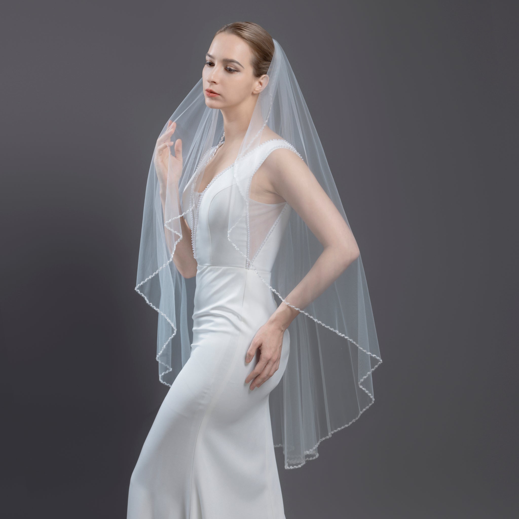 【新品】 Angel White Veil 2個 Marionat Bridal Veils 3788 - 120” Angel cut beaded lace veil