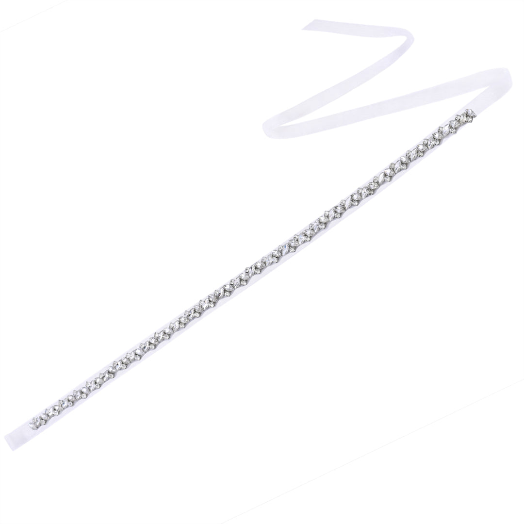 Side view of S1012 sash showcasing scalloped lace edges.