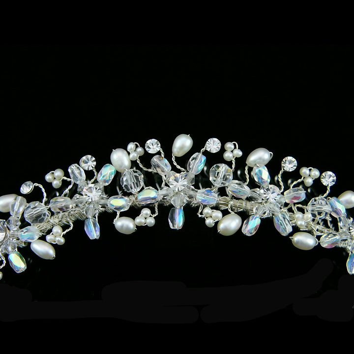 CMH012 Handmade Freshwater Pearl Crystal Flower Bridal Comb