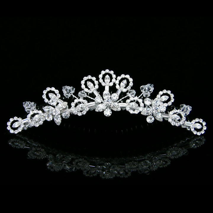 CMH001 Handmade Crystal Flower Bridal Tiara Hair Comb
