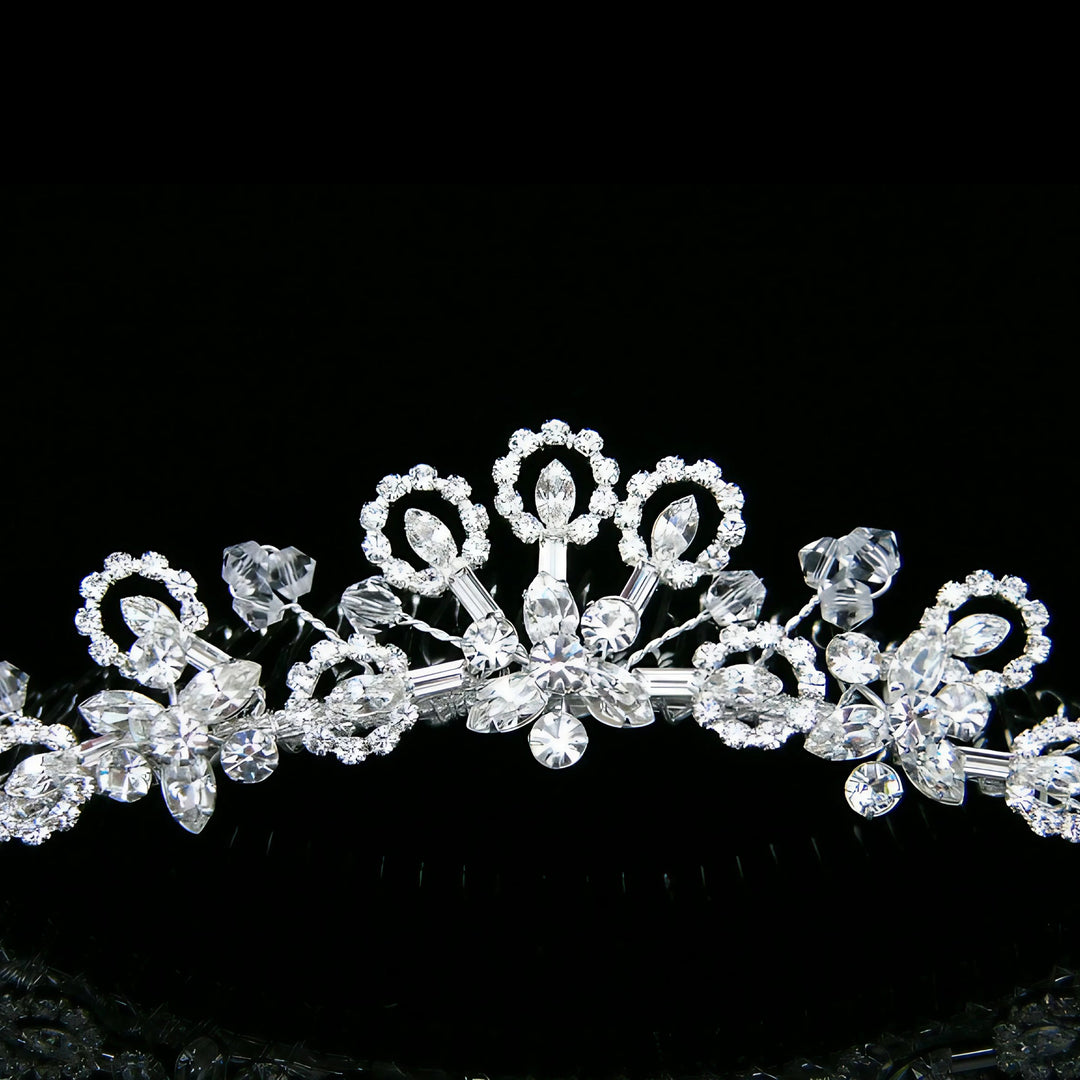 CMH001 Handmade Crystal Flower Bridal Tiara Hair Comb