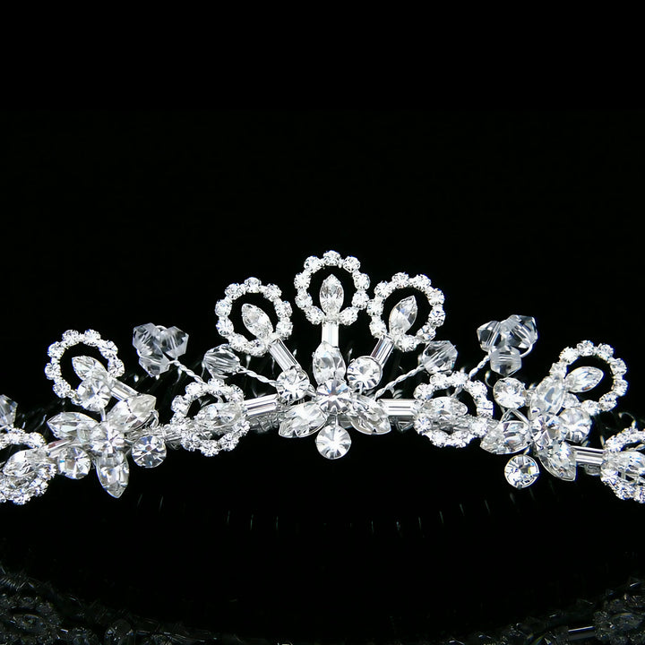 CMH001 Handmade Crystal Flower Bridal Tiara Hair Comb
