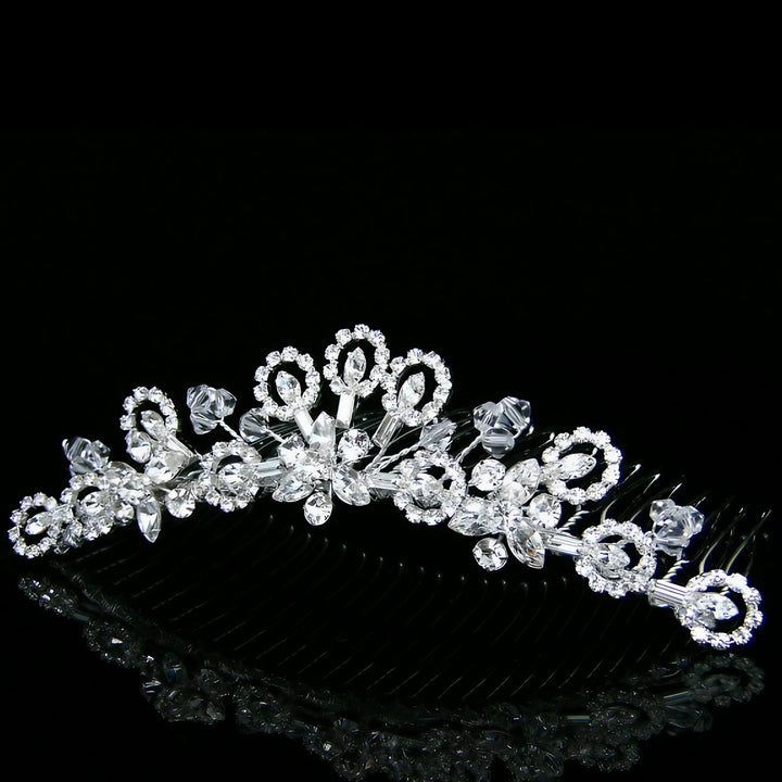 CMH001 Handmade Crystal Flower Bridal Tiara Hair Comb