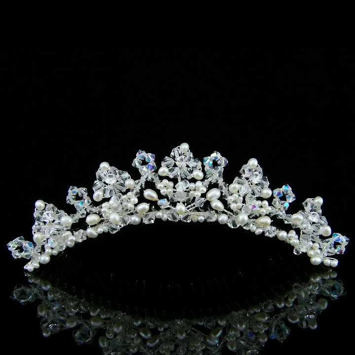 CMH003 Handmade Freshwater Pearl Crystal Flower Bridal Comb
