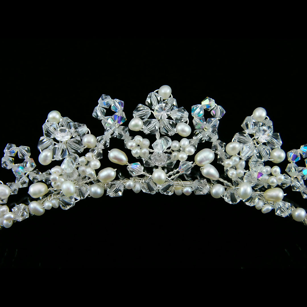 CMH003 Handmade Freshwater Pearl Crystal Flower Bridal Comb