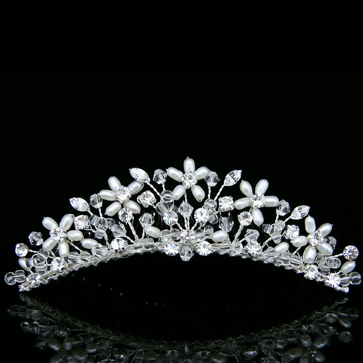 CMH008 Handmade Freshwater Pearl Crystal Flower Bridal Comb