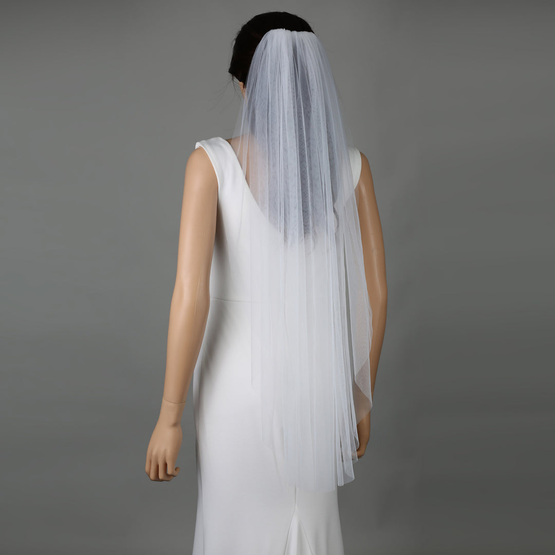 Classic Raw Cut Edge Bridal Veil, Soft Tulle, Elbow, Fingertip, Knee Length FS6358