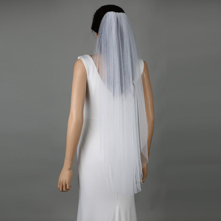 Classic Raw Cut Edge Bridal Veil, Soft Tulle, Elbow, Fingertip, Knee Length FS6358
