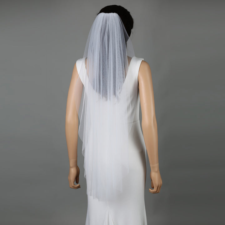 Classic Raw Cut Edge Bridal Veil, Soft Tulle, Elbow, Fingertip, Knee Length FS6358