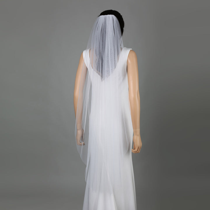 Classic Raw Cut Edge Bridal Veil, Soft Tulle, Elbow, Fingertip, Knee Length FS6358
