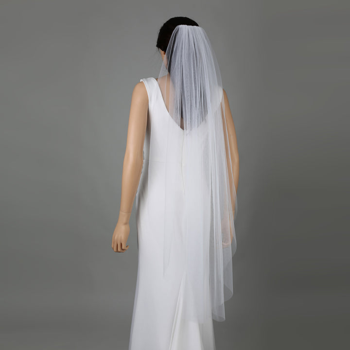 Classic Raw Cut Edge Bridal Veil, Soft Tulle, Elbow, Fingertip, Knee Length FS6358