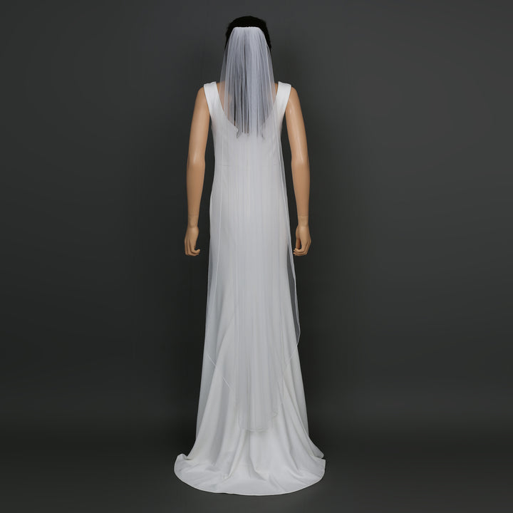 Classic Pencil Edge Bridal Veil, Soft Tulle, Waltz, Floor, Chapel Length FS6359