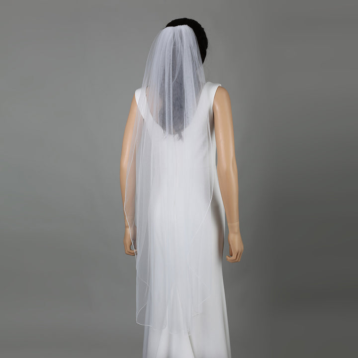 Classic Pencil Edge Bridal Veil, Soft Tulle, Elbow, Fingertip, Knee Length FS6359