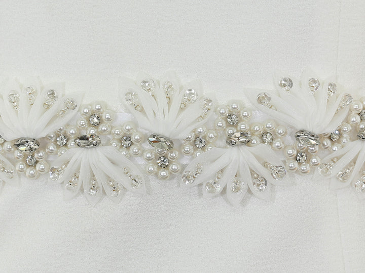 Close-up of S1006 detailing with rhinestones and pearls.