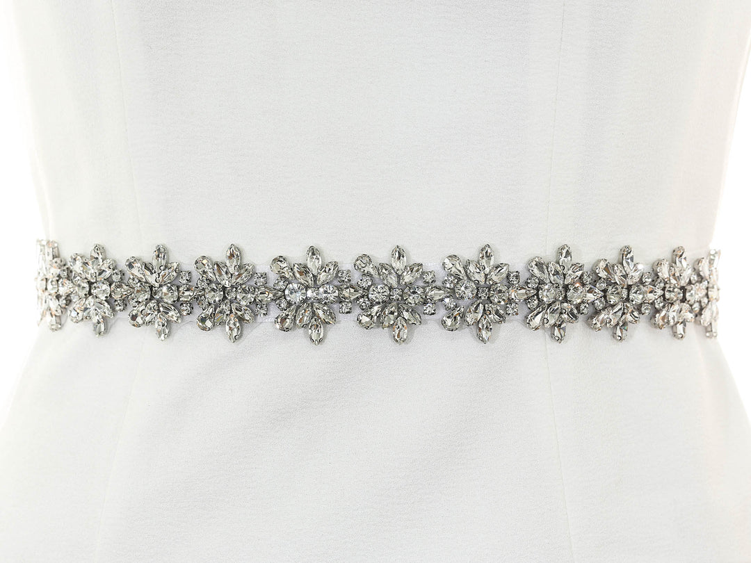 S1011 Floral Rhinestone crystals Bridal Sash Belt - Wholesale | Farinosa Bridal S1011 Floral Rhinestone crystals Bridal Sash Belt - Wholesale | Farinosa Bridal