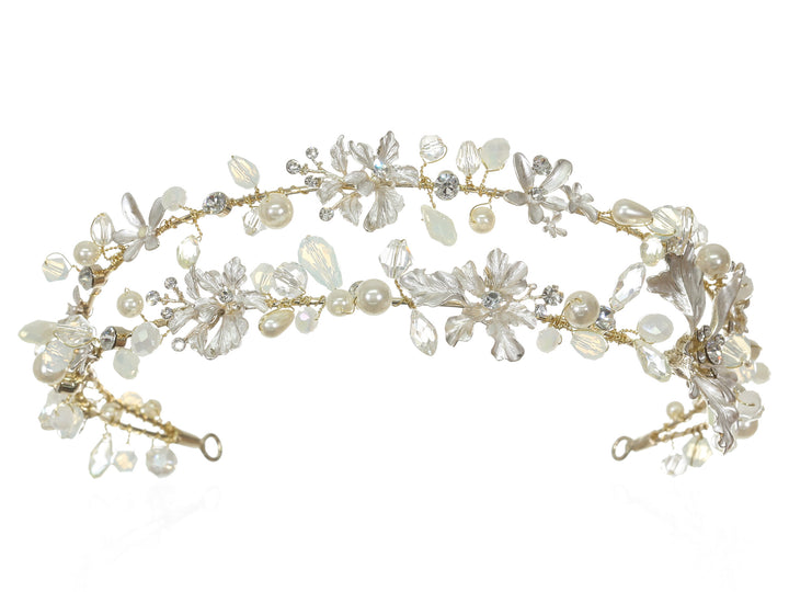 Handmade Crystal Pearl Rhinestone Floral Bridal Wedding Tiara Headband CR263
