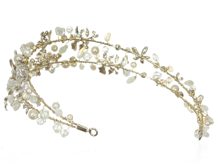 Handmade Crystal Pearl Rhinestone Floral Bridal Wedding Tiara Headband CR263