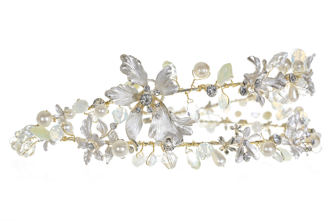 Handmade Crystal Pearl Rhinestone Floral Bridal Wedding Tiara Headband CR263