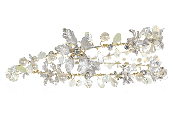 Handmade Crystal Pearl Rhinestone Floral Bridal Wedding Tiara Headband CR263