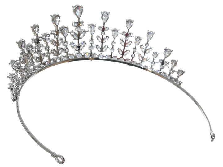Cubic Zirconium CZ Crystals Platinum Plated Bridal Wedding Tiara Crown CR264