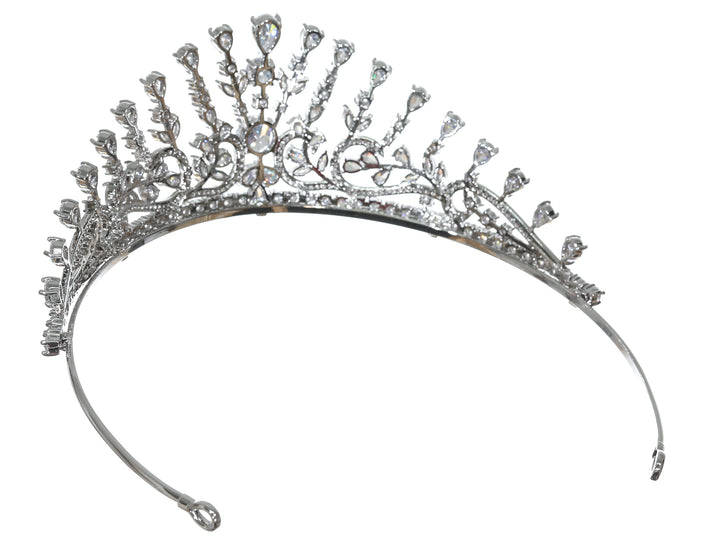 Cubic Zirconium CZ Crystals Platinum Plated Bridal Wedding Tiara Crown CR267