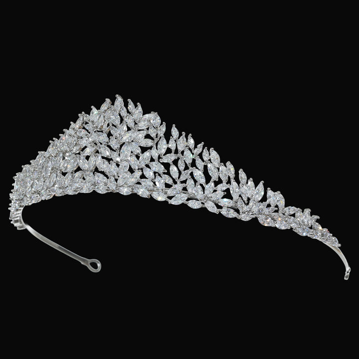 CR282 Cubic Zirconium CZ Crystals Platinum Plated Tiara Crown