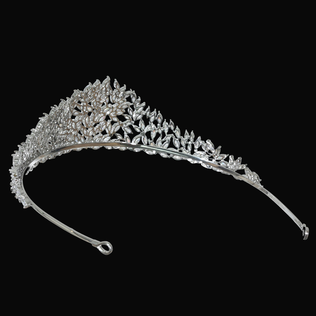 CR282 Cubic Zirconium CZ Crystals Platinum Plated Tiara Crown