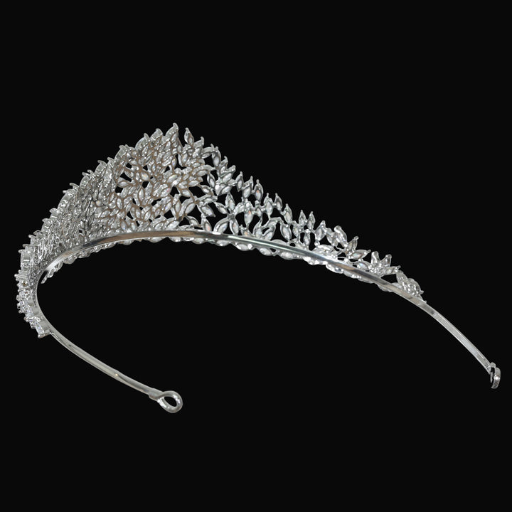 CR282 Cubic Zirconium CZ Crystals Platinum Plated Tiara Crown