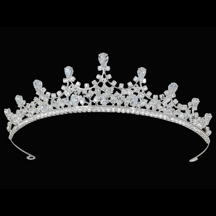 CR328 Cubic Zirconium CZ Crystal Bridal Tiara Crown
