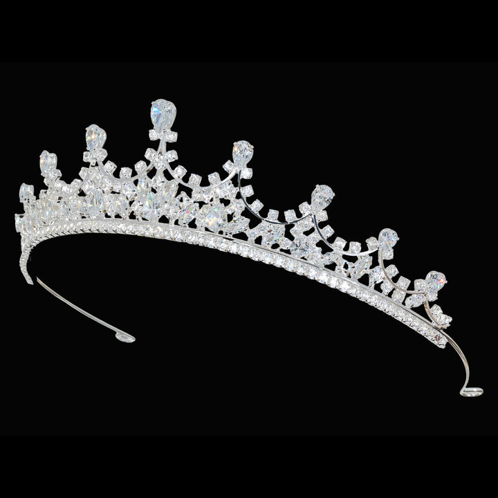 CR328 Cubic Zirconium CZ Crystal Bridal Tiara Crown