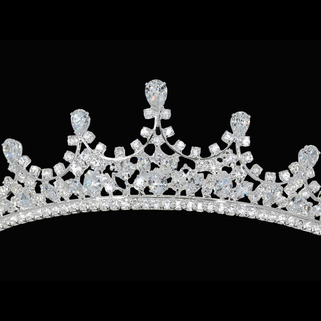 CR328 Cubic Zirconium CZ Crystal Bridal Tiara Crown