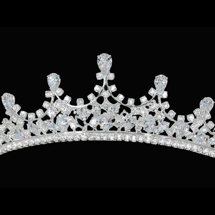 CR328 Cubic Zirconium CZ Crystal Bridal Tiara Crown
