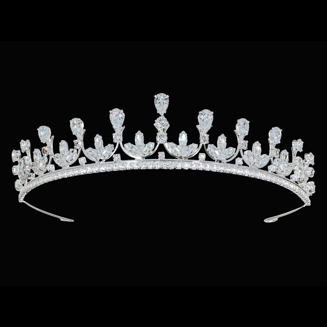 CR329 Cubic Zirconium CZ Crystal Bridal Tiara Crown