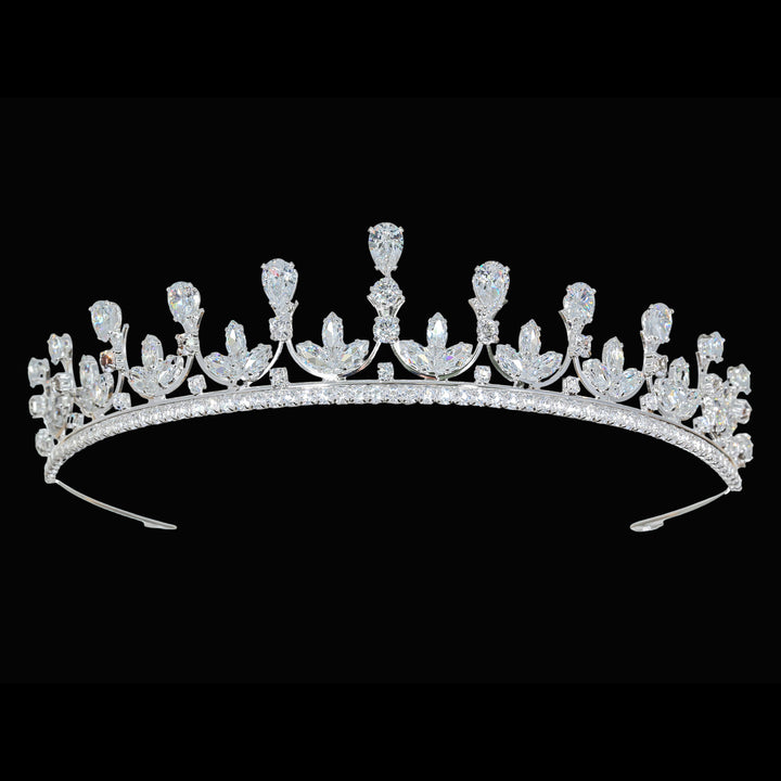 CR329 Cubic Zirconium CZ Crystal Bridal Tiara Crown