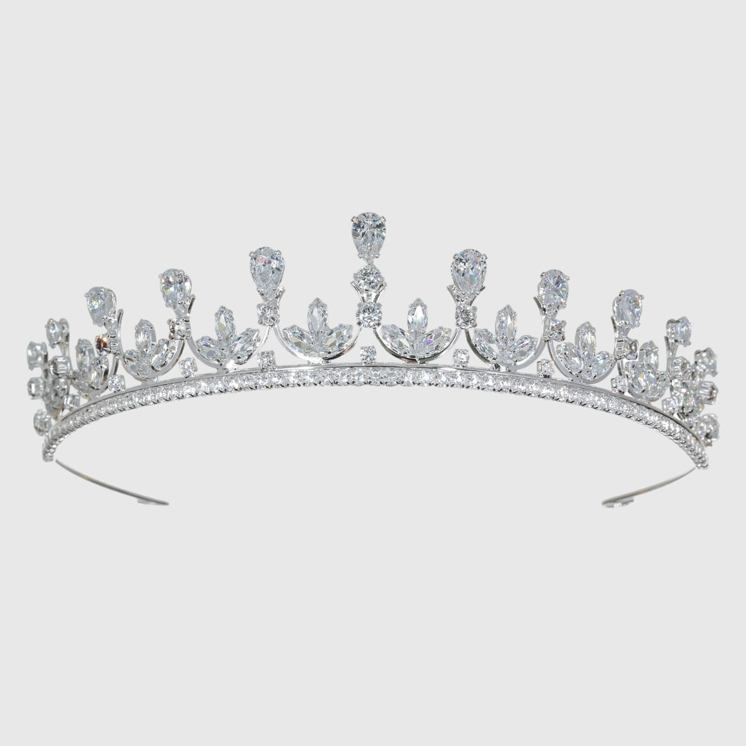 CR329 Cubic Zirconium CZ Crystal Bridal Tiara Crown