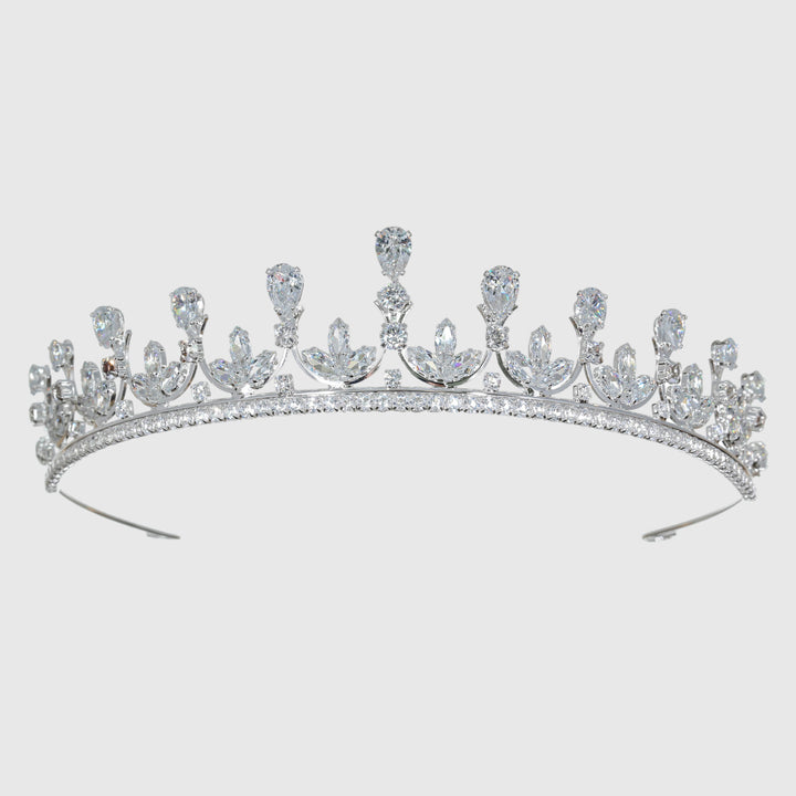 CR329 Cubic Zirconium CZ Crystal Bridal Tiara Crown