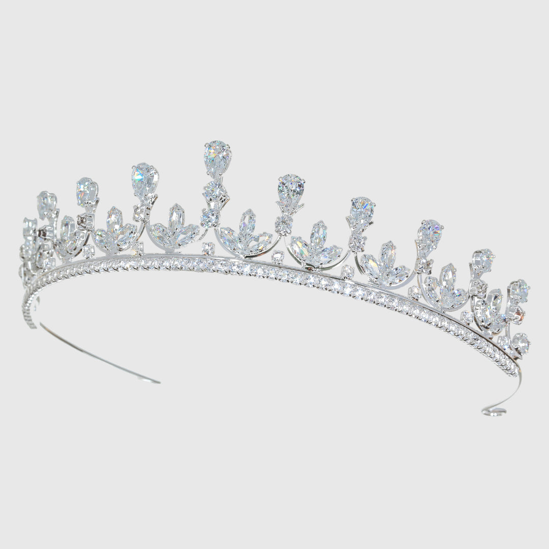 CR329 Cubic Zirconium CZ Crystal Bridal Tiara Crown