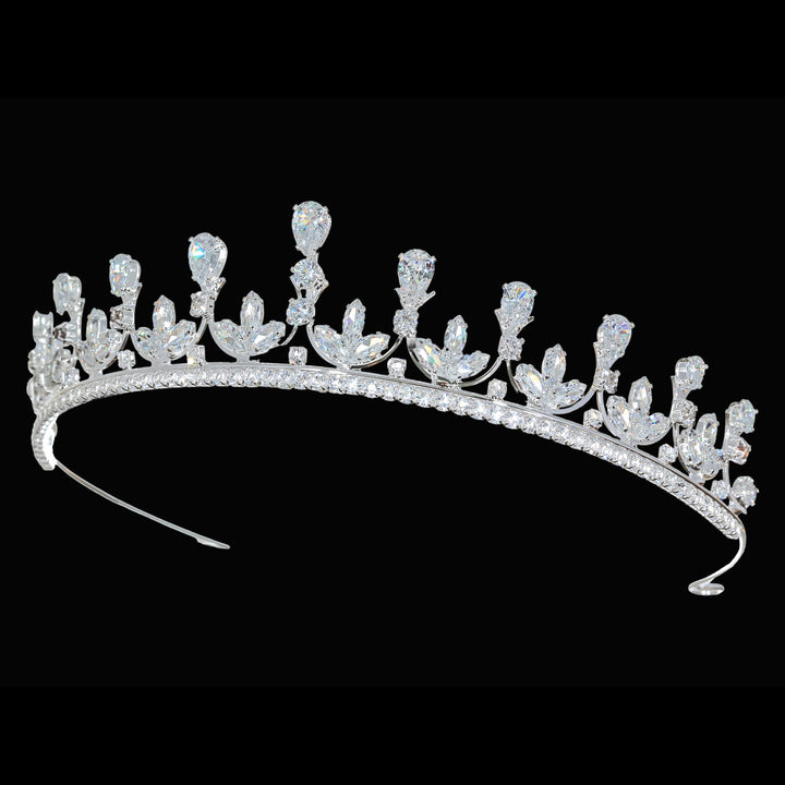 CR329 Cubic Zirconium CZ Crystal Bridal Tiara Crown