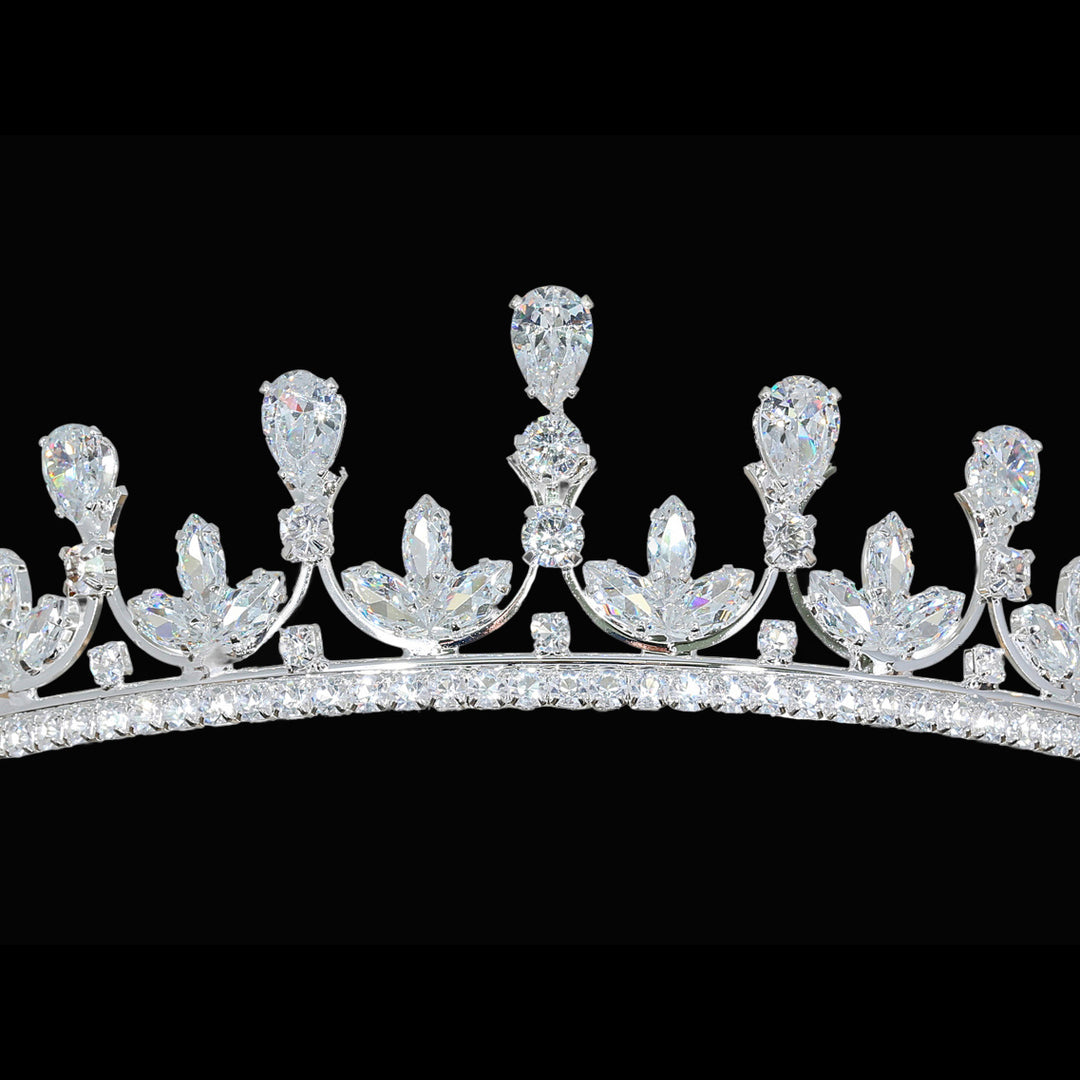 CR329 Cubic Zirconium CZ Crystal Bridal Tiara Crown