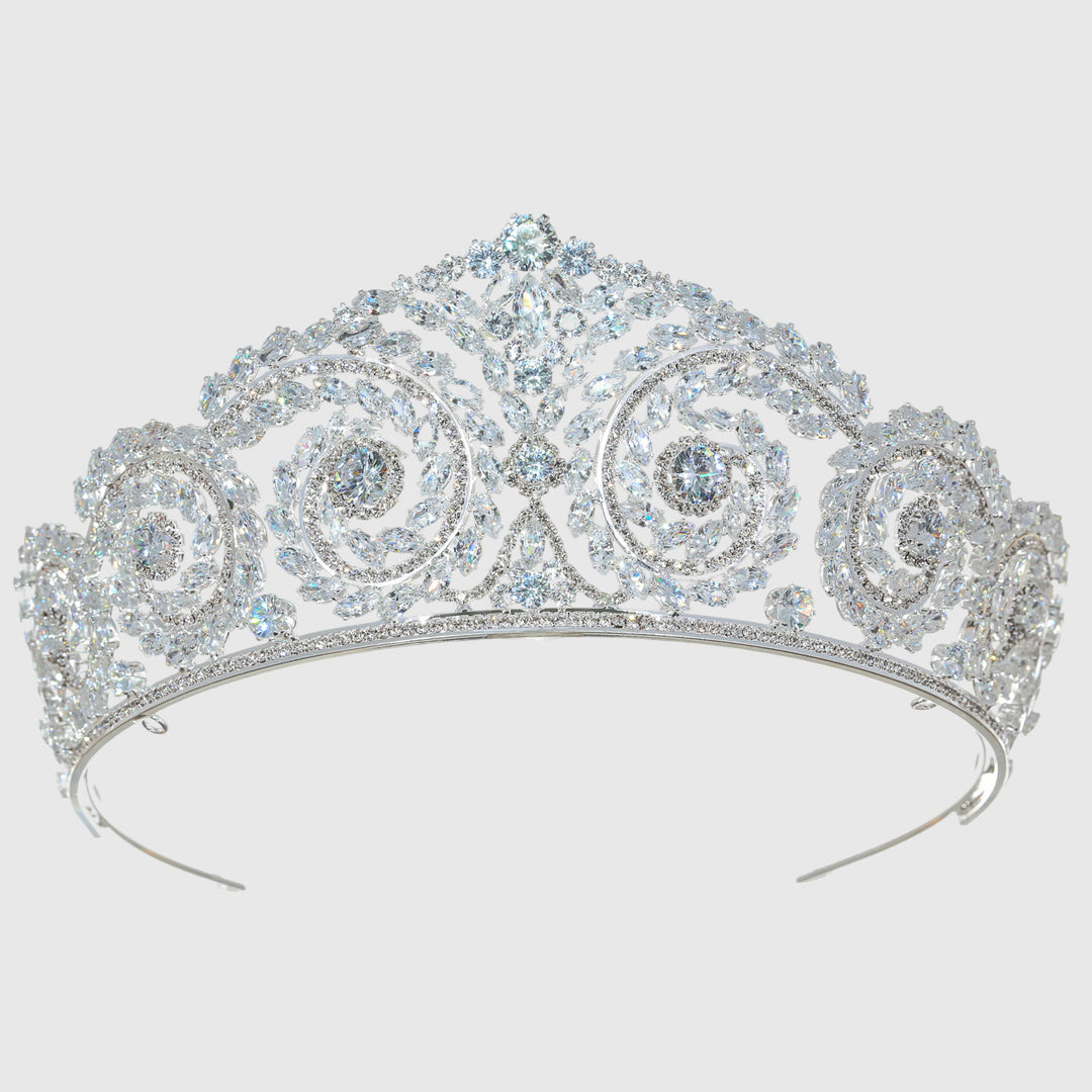 CR334 Cubic Zirconium CZ Crystal Bridal Tiara Crown