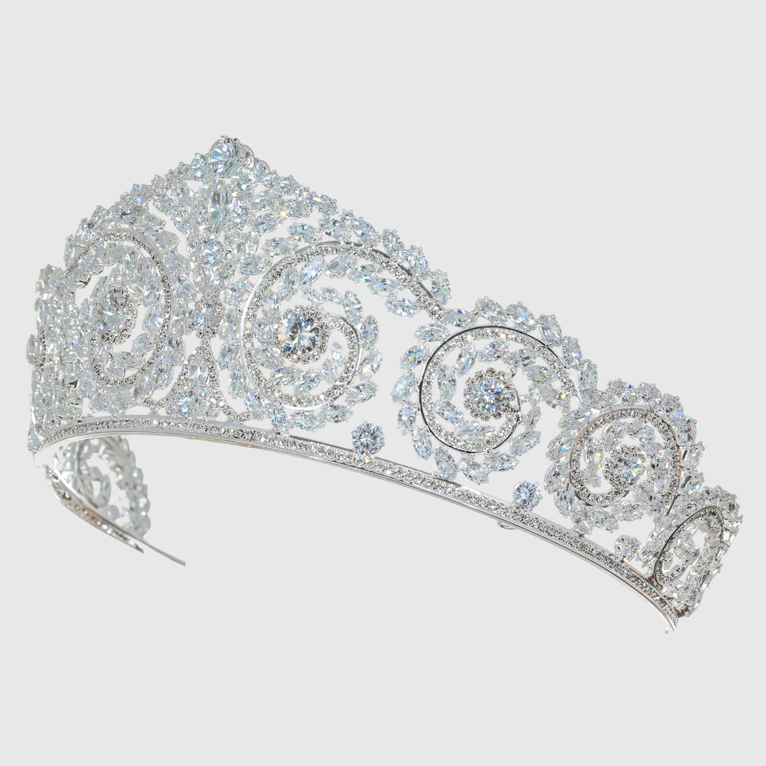 CR334 Cubic Zirconium CZ Crystal Bridal Tiara Crown