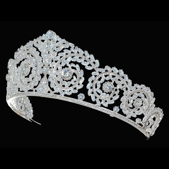 CR334 Cubic Zirconium CZ Crystal Bridal Tiara Crown