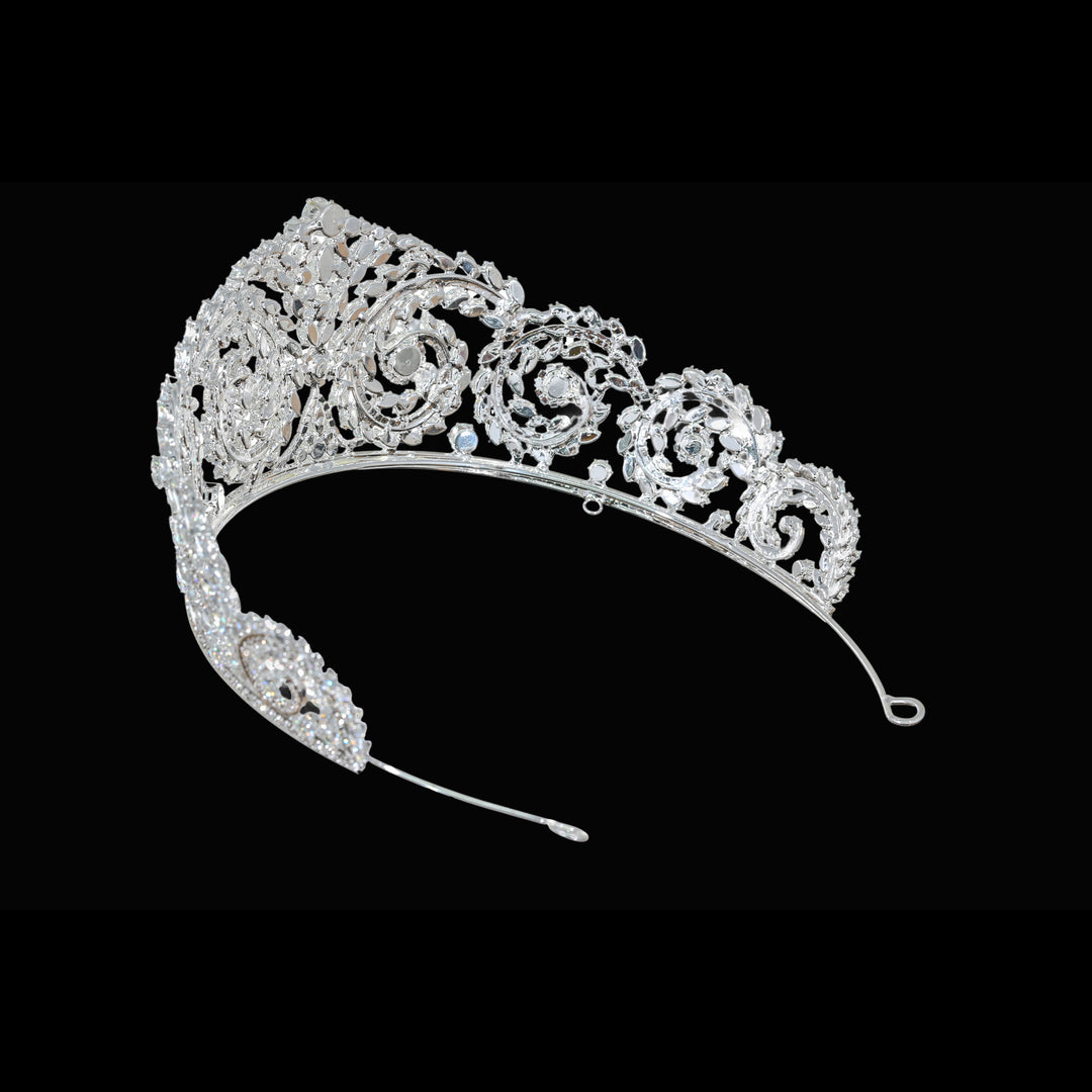 CR334 Cubic Zirconium CZ Crystal Bridal Tiara Crown
