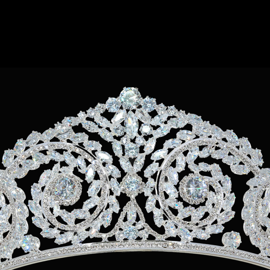 CR334 Cubic Zirconium CZ Crystal Bridal Tiara Crown