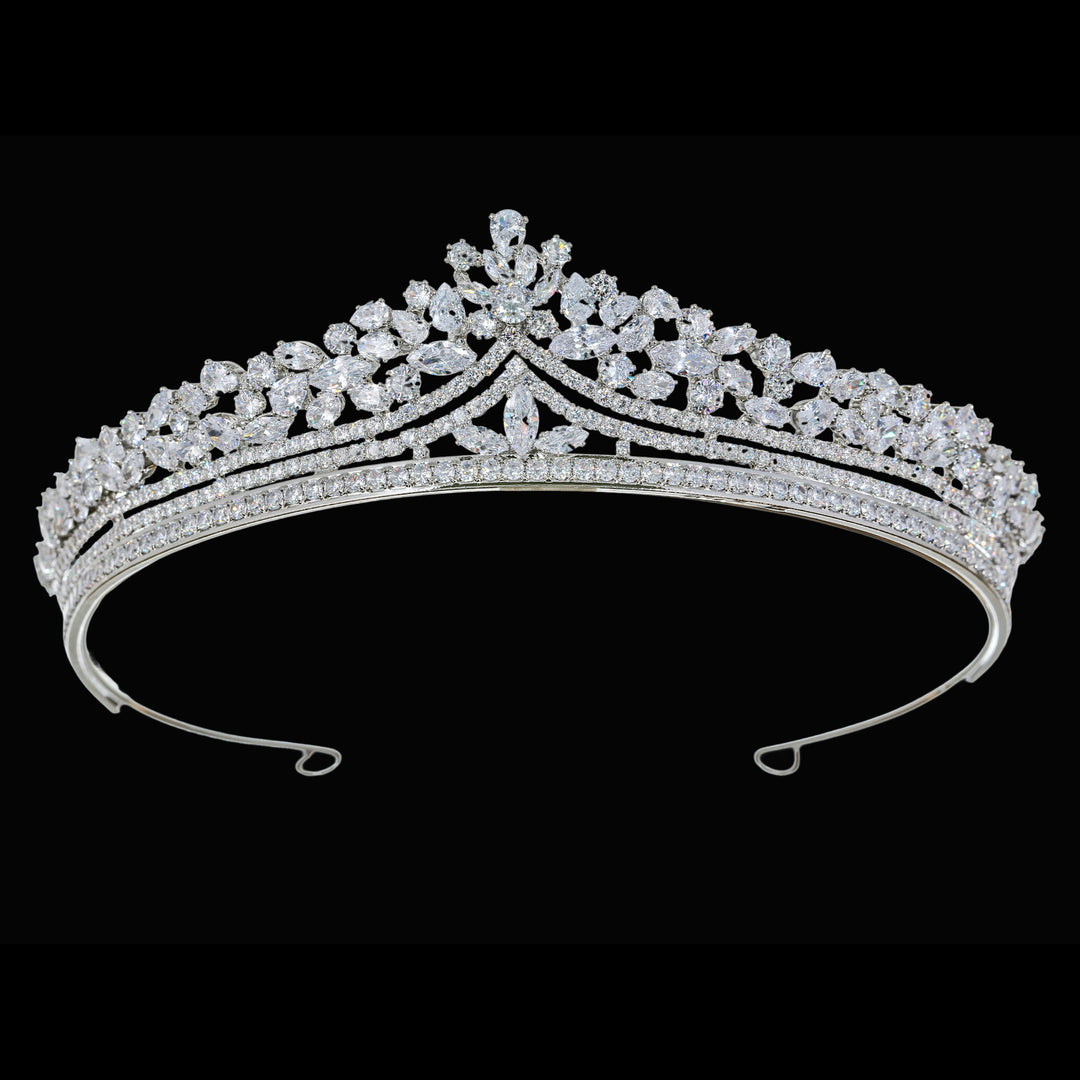 CR335 Cubic Zirconium CZ Crystal Bridal Tiara Crown
