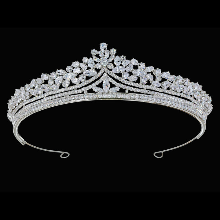 CR335 Cubic Zirconium CZ Crystal Bridal Tiara Crown
