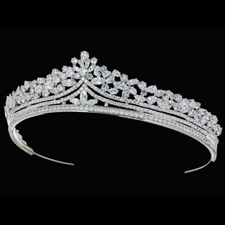 CR335 Cubic Zirconium CZ Crystal Bridal Tiara Crown