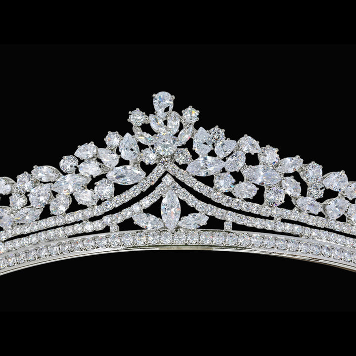 CR335 Cubic Zirconium CZ Crystal Bridal Tiara Crown