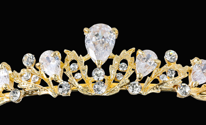 CR379_0 Crystal Flower Bridal Wedding Tiara Headband