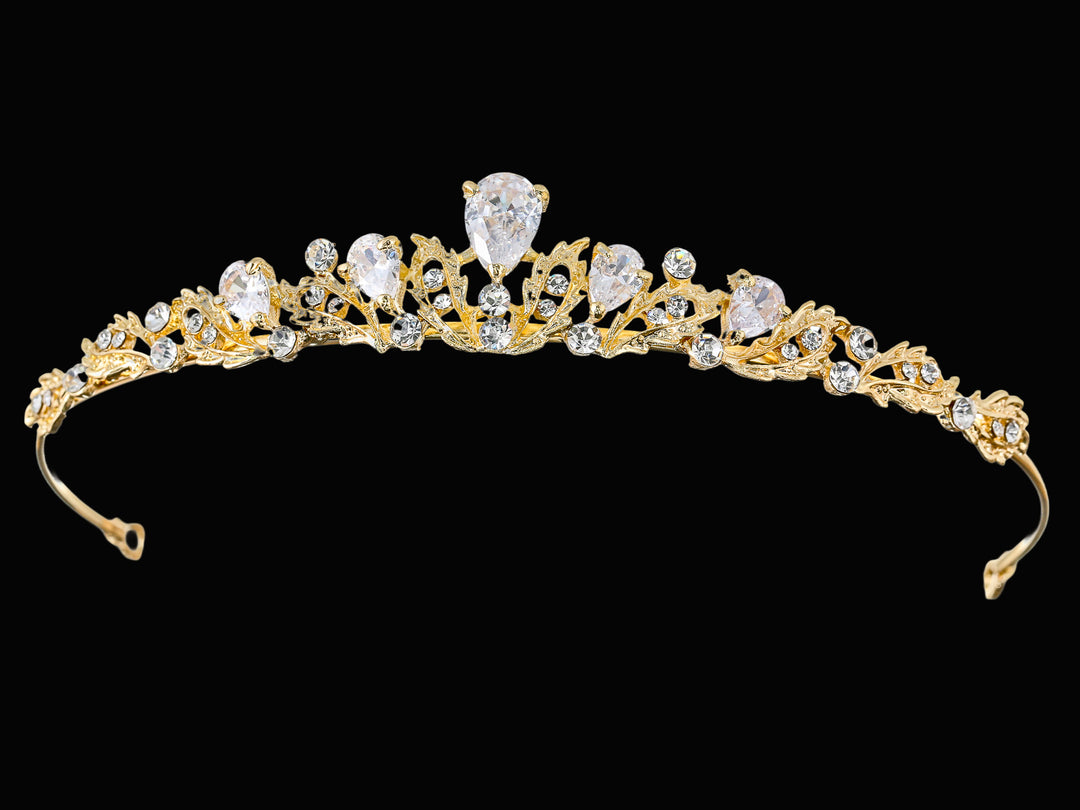 CR379_0 Crystal Flower Bridal Wedding Tiara Headband